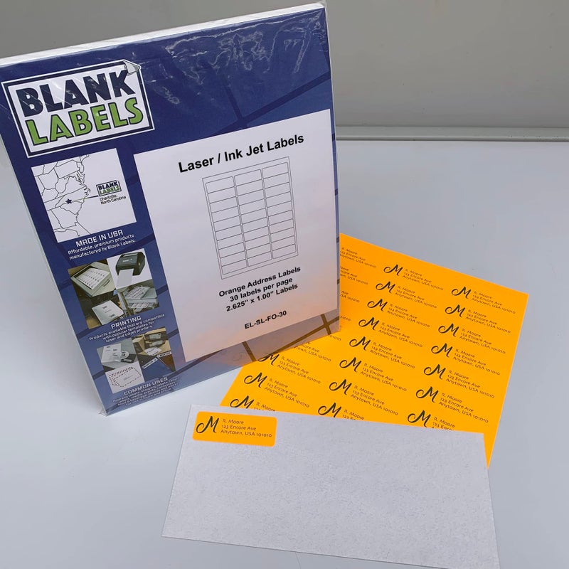 Blank Labels Fluorescent Orange Printable Mailing Labels/Qty 30 Labels Per Sheet / 2-5/8" x 1" (2.625 x 1) / Bright Adhesive Paper/Compatible with Inkjet and Laser Printer/Blank Labels - Image 2